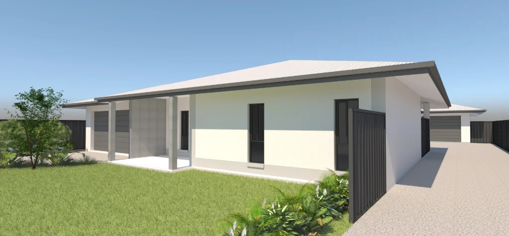 render of front facade of multi residence development