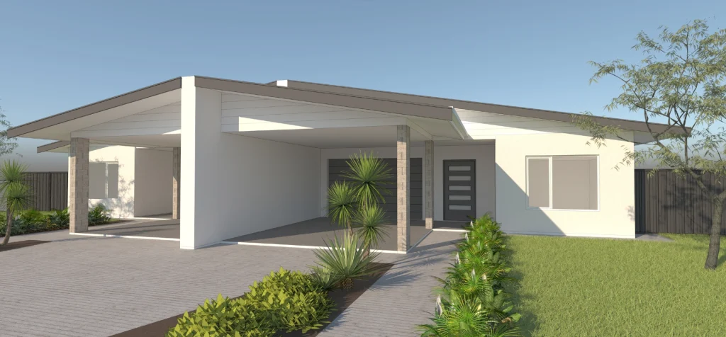 render of front facade of multi residence development