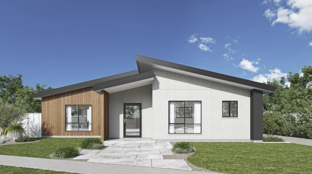 render of front facade of single residence development