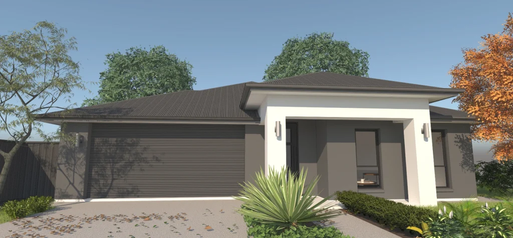 render of front facade of single residence development