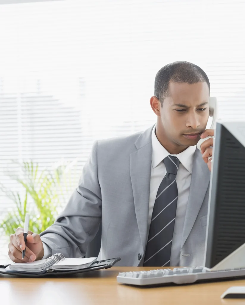 image of fund manager analysing data