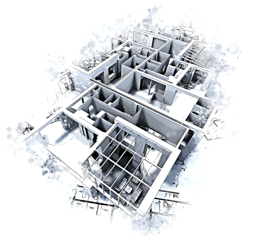 3d render of single residence floorplan